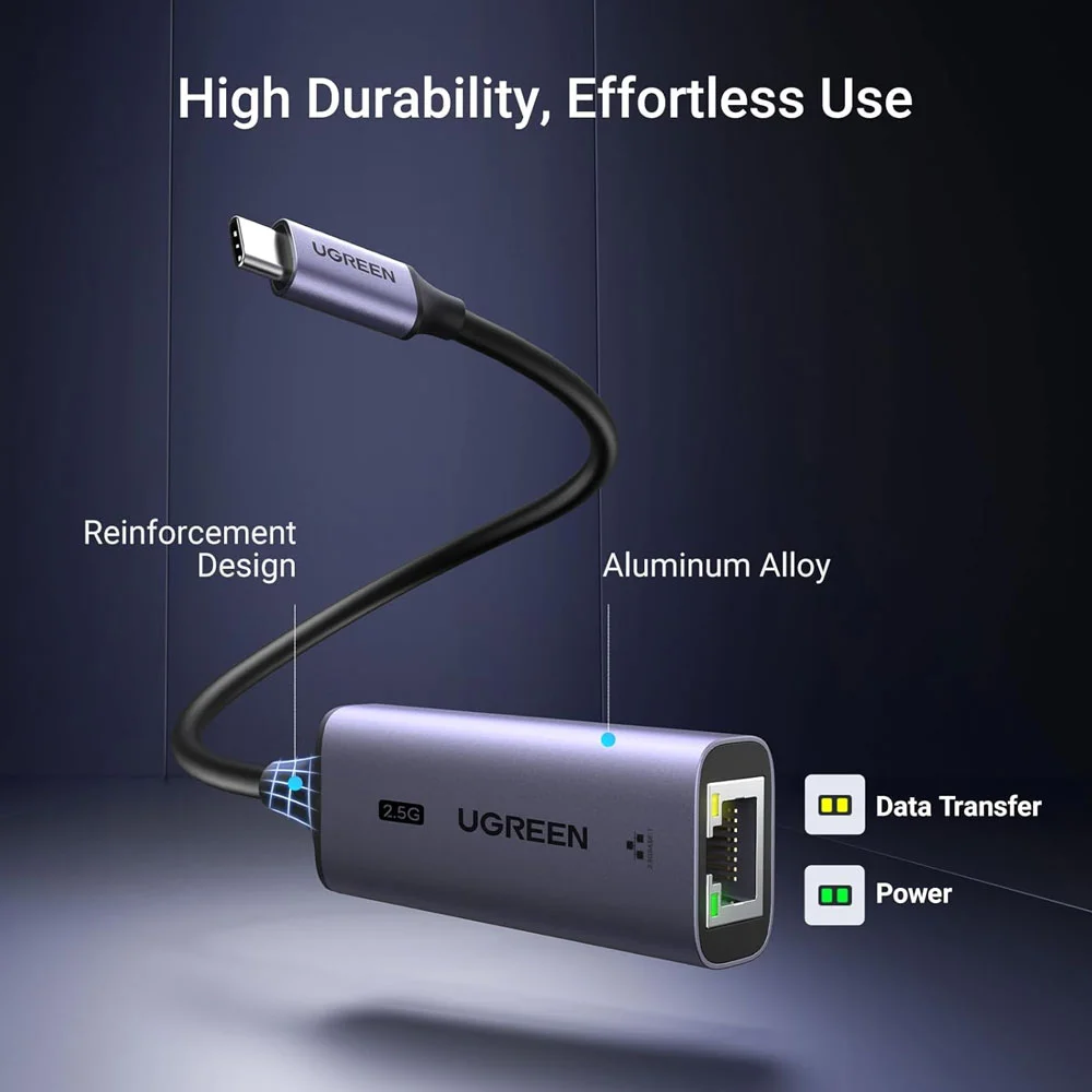 Imagem 4 de 5 do produto Adaptador Usb C Ugreen P/rj45 2.5gbps Sup Ipad Pro Preto