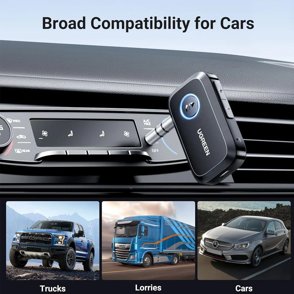 Imagem 4 de 5 do produto Adaptador Receptor Carro Ugreen Bluetooth 5.3 Áudio Preto
