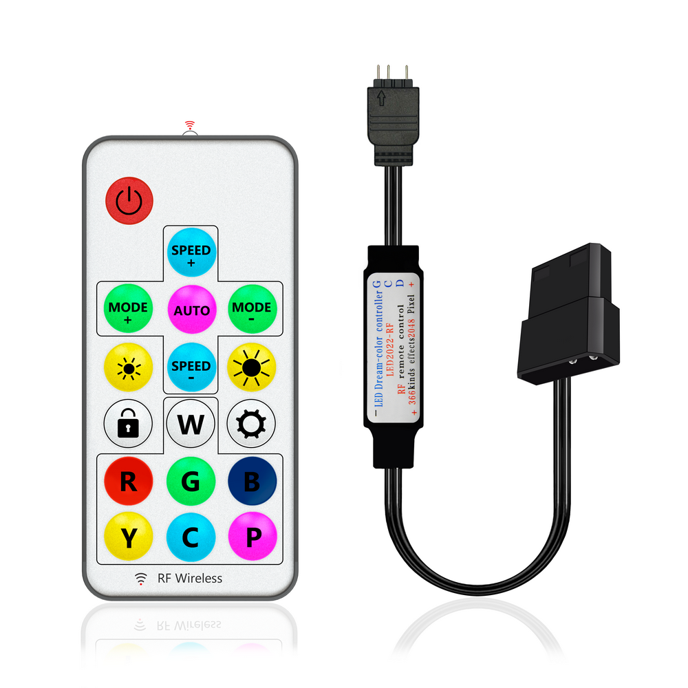 Controladora de Led ARGB, Padrão 3 Pinos, 5V, Alimentação MOLEX, Para Cooler Fan e Dispositivos de Led, Com Controle Remoto
