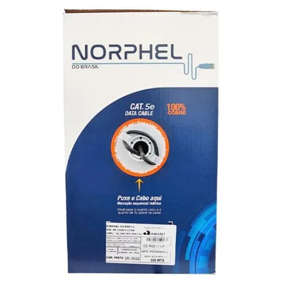 Cabo De Rede Cat 5e Externo Cmx U/utp Cobre Copperlan Norphel, Preto, 305 Metros