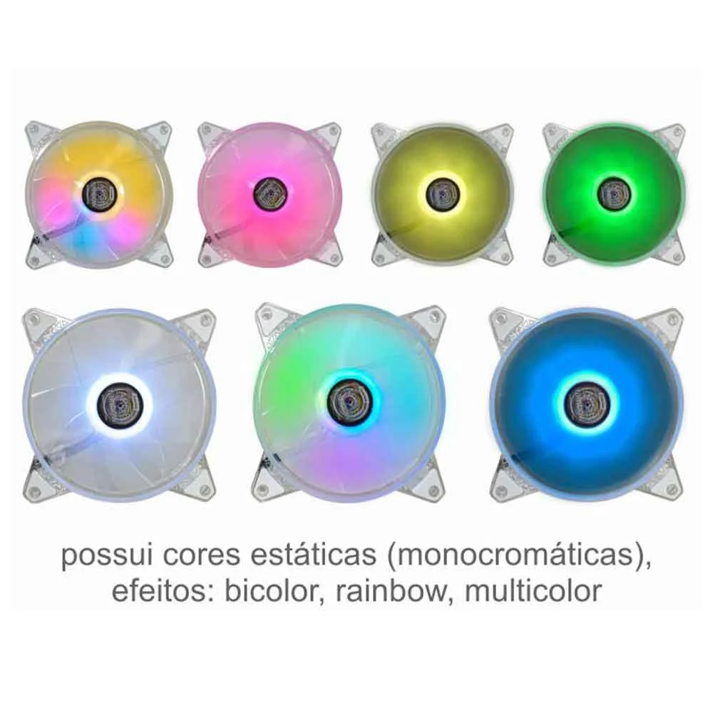 Imagem 3 de 5 do produto Kit Fan Cooler K-mex 120x120mm ARGB com 3 Fans e Aama Translúcida