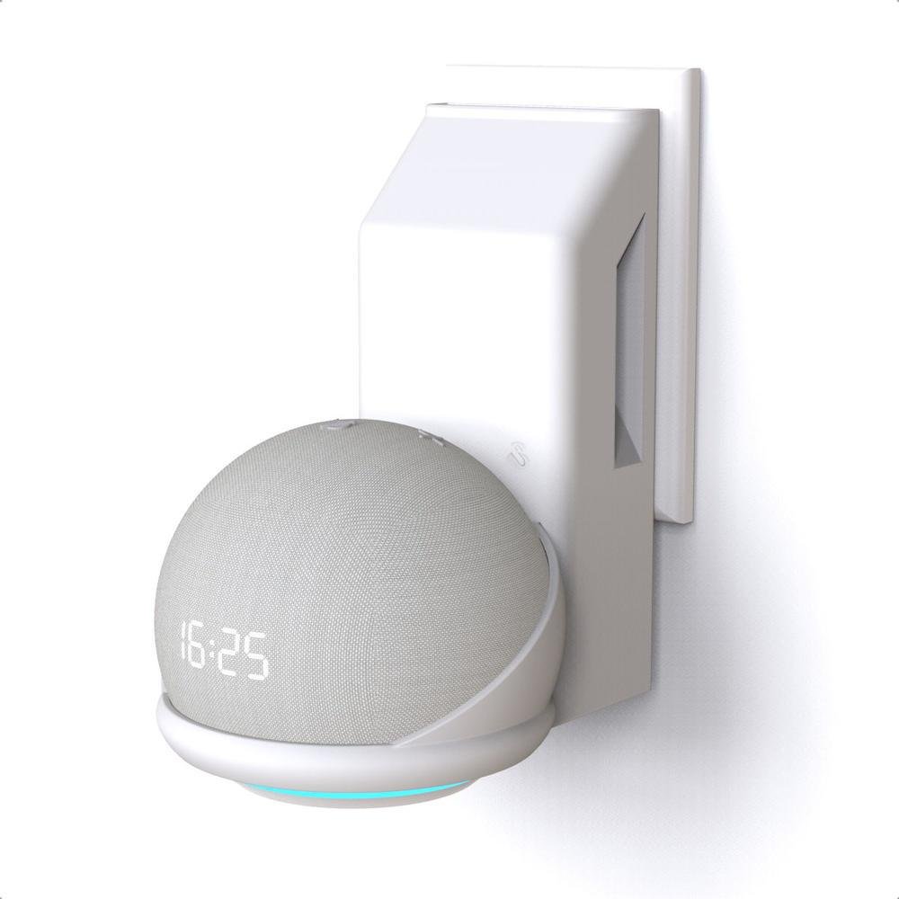 Suporte De Tomada Parede Stand Amazon Alexa Echo Dot 5 Cor Branca