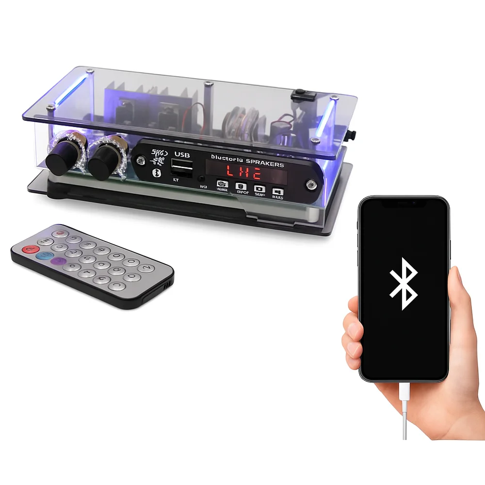 Amplificador de som áudio com bluetooth para caixa acústica, Mborg Mdbt 40 Com Fm, Usb, Sd, Bluetooth