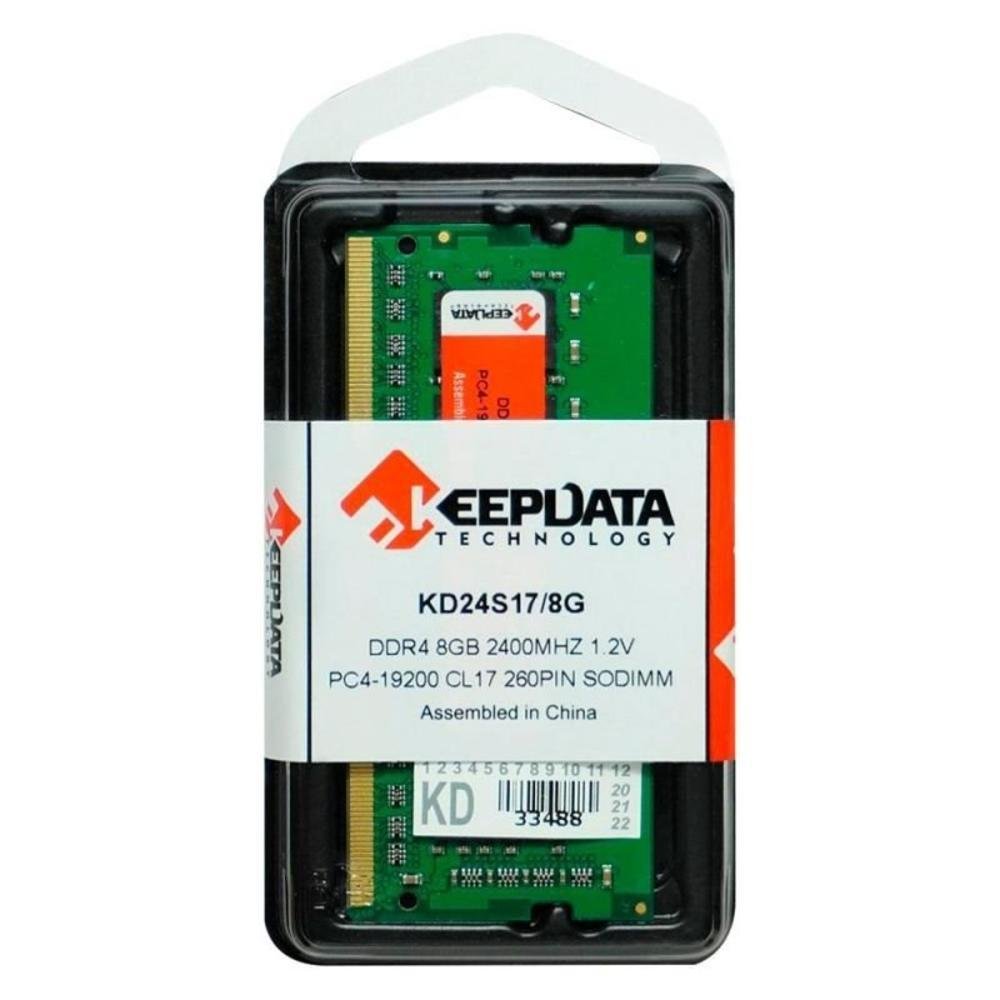 Memória Para Notebook Keepdata, 8G, 2400Mhz, DDR4, PC2400, 1.2v - Kd24s17/8g