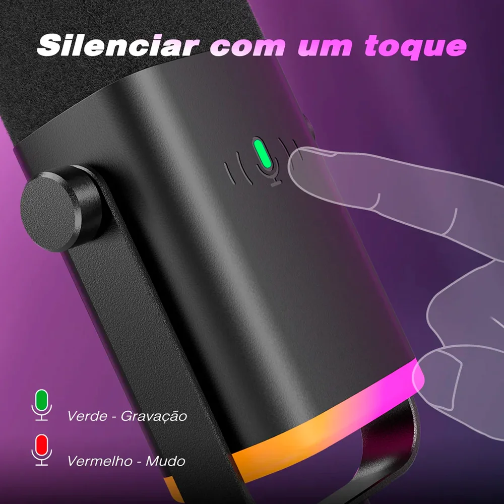 Imagem 2 de 3 do produto Microfone Gamer Fifine Ampligame, Am8, USB, RGB, Preto