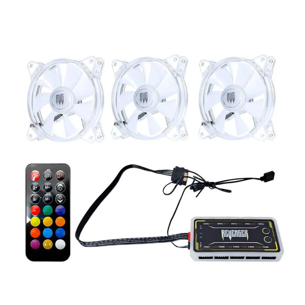 Kit Com 3 Cooler Fan Revenger, 120mm, ARGB, Brancas, Controladora Revenger - G-vr334k 7