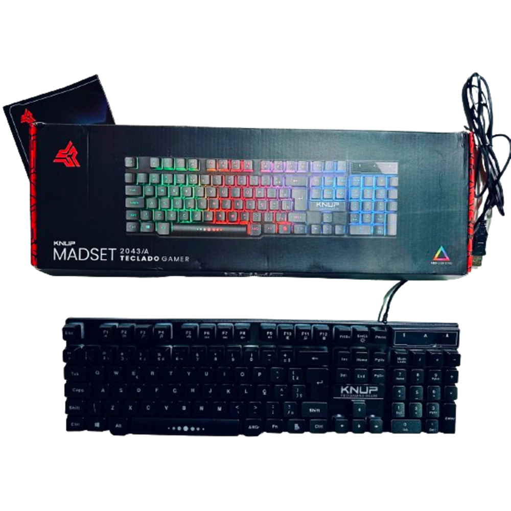 Imagem 3 de 3 do produto Teclado Gamer LED RGB Semi Mecânico Usb Knup Kp-2043-a