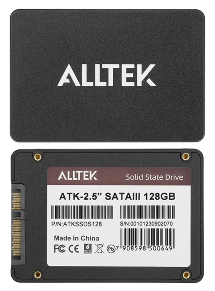 Imagem 2 de 5 do produto Hd SSD 128GB Alltek 2.5 Sata Ill 6 Gbs - 3 Anos Preto 128GB