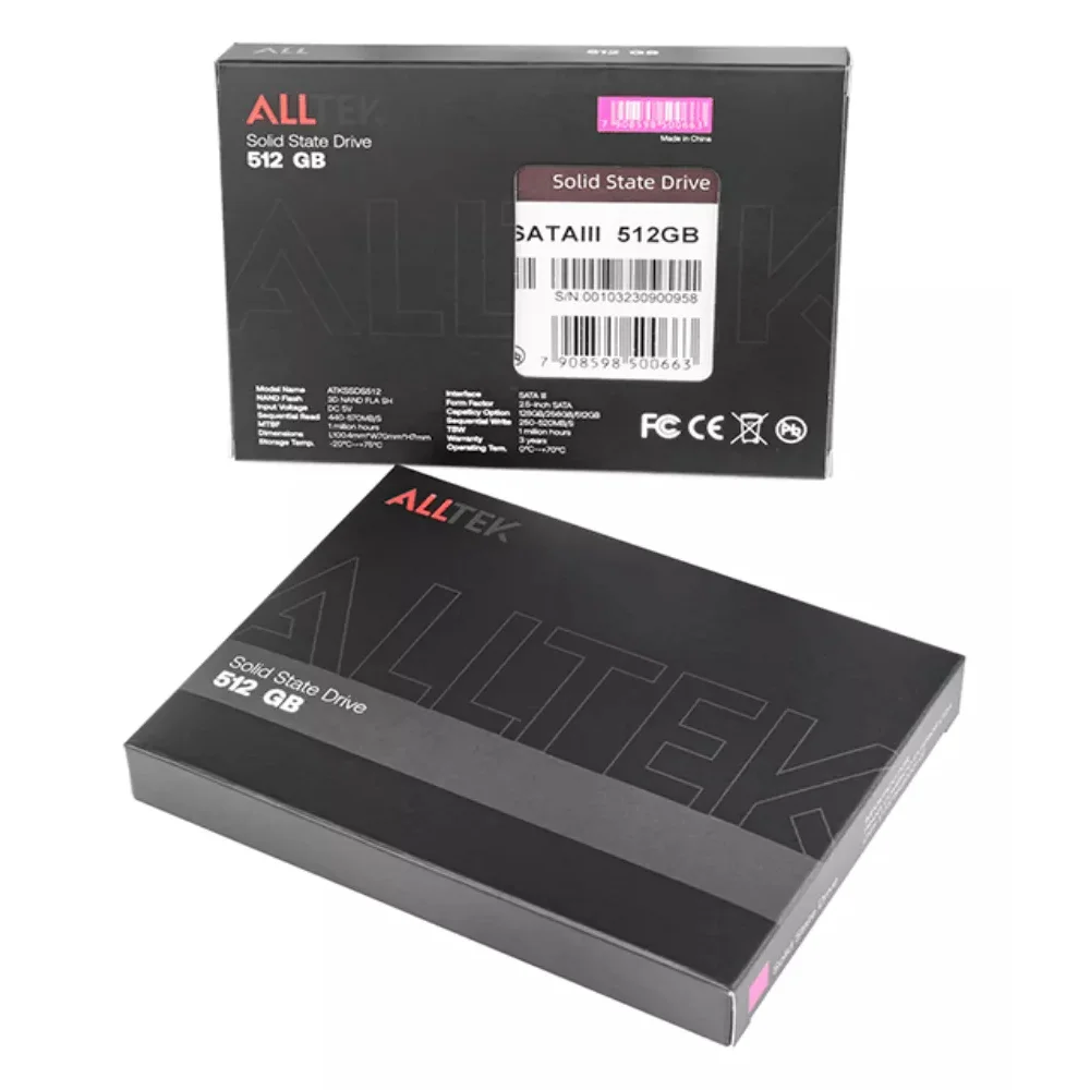 Hd SSD 512gb Alltek 2.5 Sata Ill 6 Gbs - 3 Anos Preto 512gb
