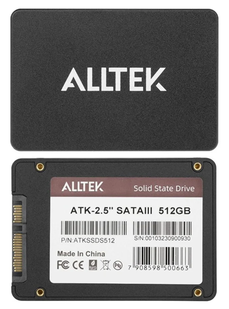 Imagem 5 de 5 do produto Hd SSD 512gb Alltek 2.5 Sata Ill 6 Gbs - 3 Anos Preto 512gb