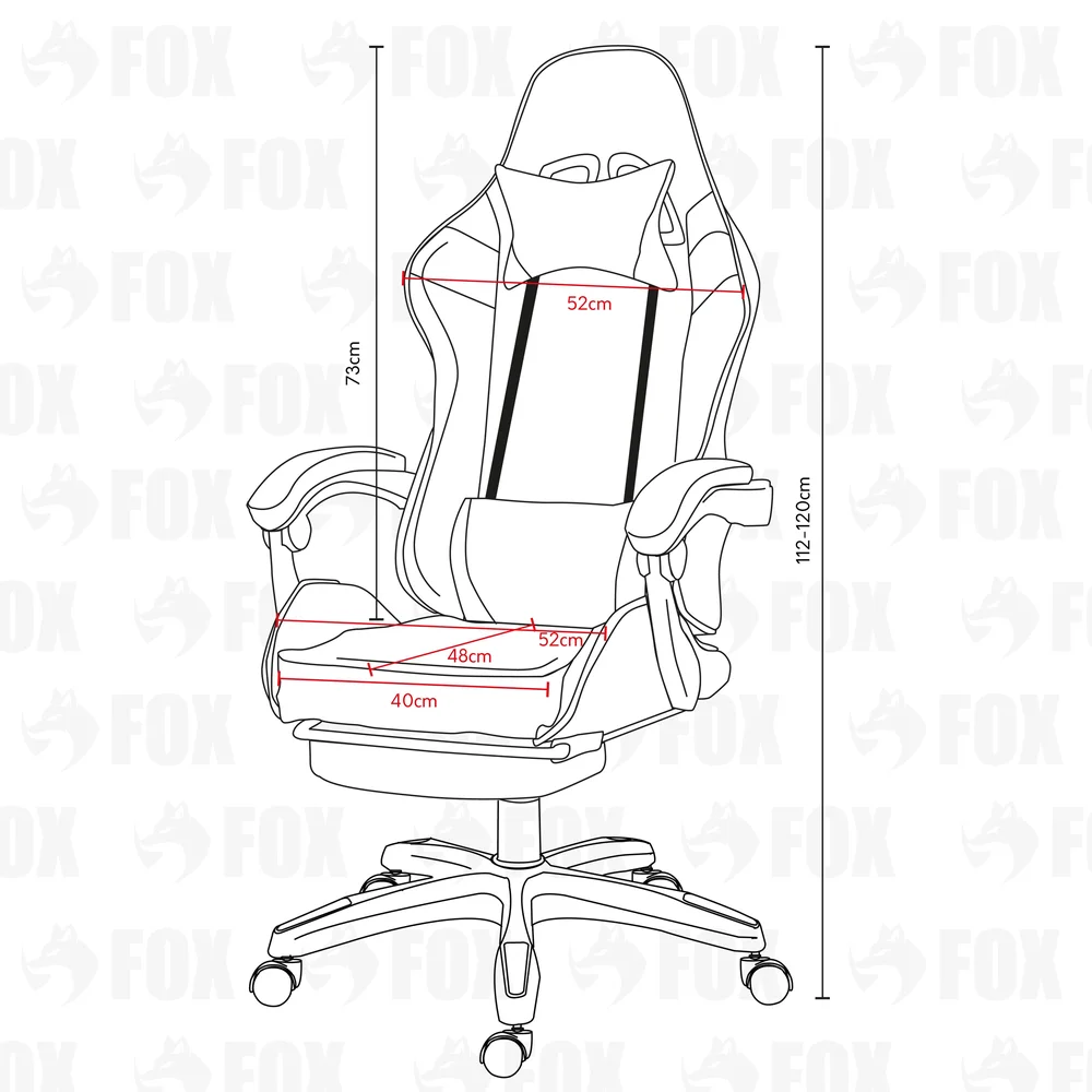Imagem 2 de 5 do produto Cadeira Gamer Fox Racer Zerda, Branco, Com Apoio De Pe