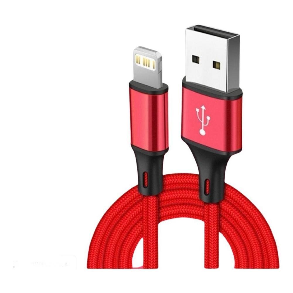 Cabo USB Nohon, Compatível com iPhone 5 ao 15 Pro, Vermelho