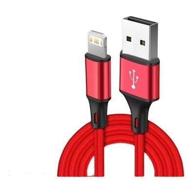 Cabo USB Nohon, Compatível com iPhone 5 ao 15 Pro, Vermelho