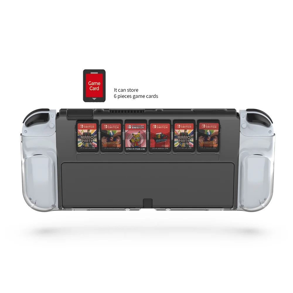 Imagem 2 de 5 do produto Capa Acrílica Dobe, Compativel Com Nintendo Switch OLED, Ergonômico, Transparente, Proteção 6 Slots Jogos