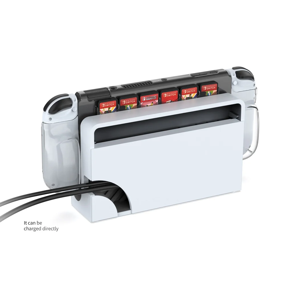 Imagem 3 de 5 do produto Capa Acrílica Dobe, Compativel Com Nintendo Switch OLED, Ergonômico, Transparente, Proteção 6 Slots Jogos