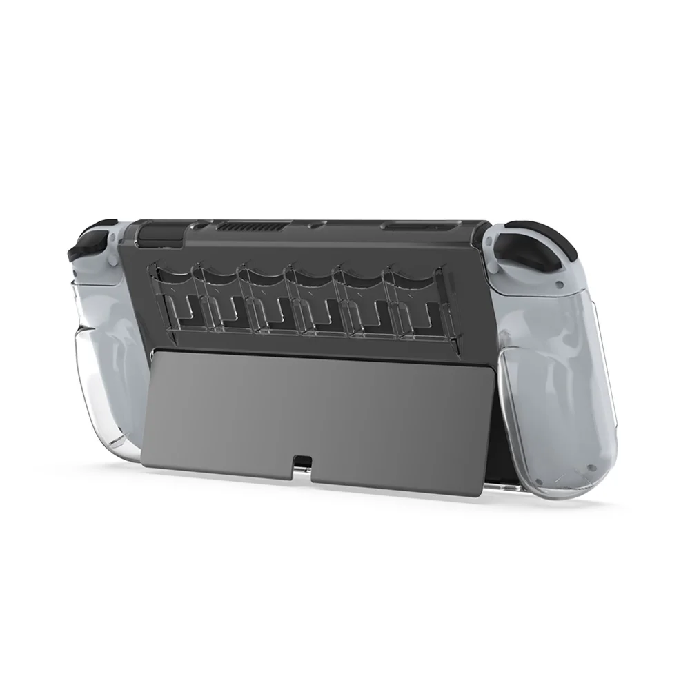 Imagem 5 de 5 do produto Capa Acrílica Dobe, Compativel Com Nintendo Switch OLED, Ergonômico, Transparente, Proteção 6 Slots Jogos