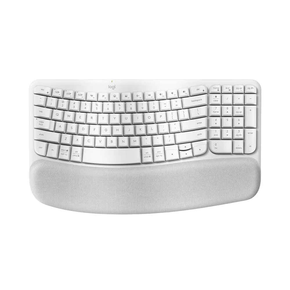 Teclado Ergonomico Logitech Wave Keys, Sem Fio, Bluetooth, Branco
