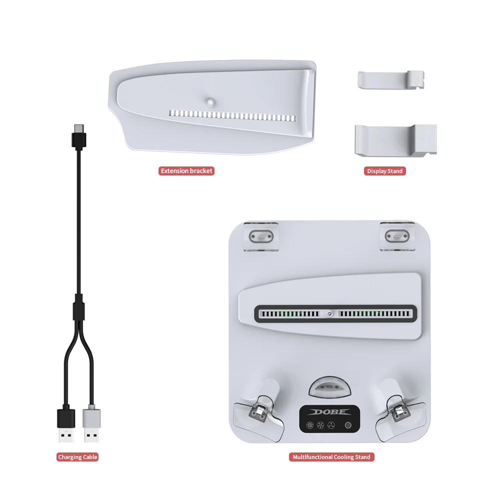 Imagem 2 de 5 do produto Suporte Multifuncional Cooler 2 Ventoinhas Carregador Controle Ps Vr2 Compativel Com Ps5/ps5 Slim