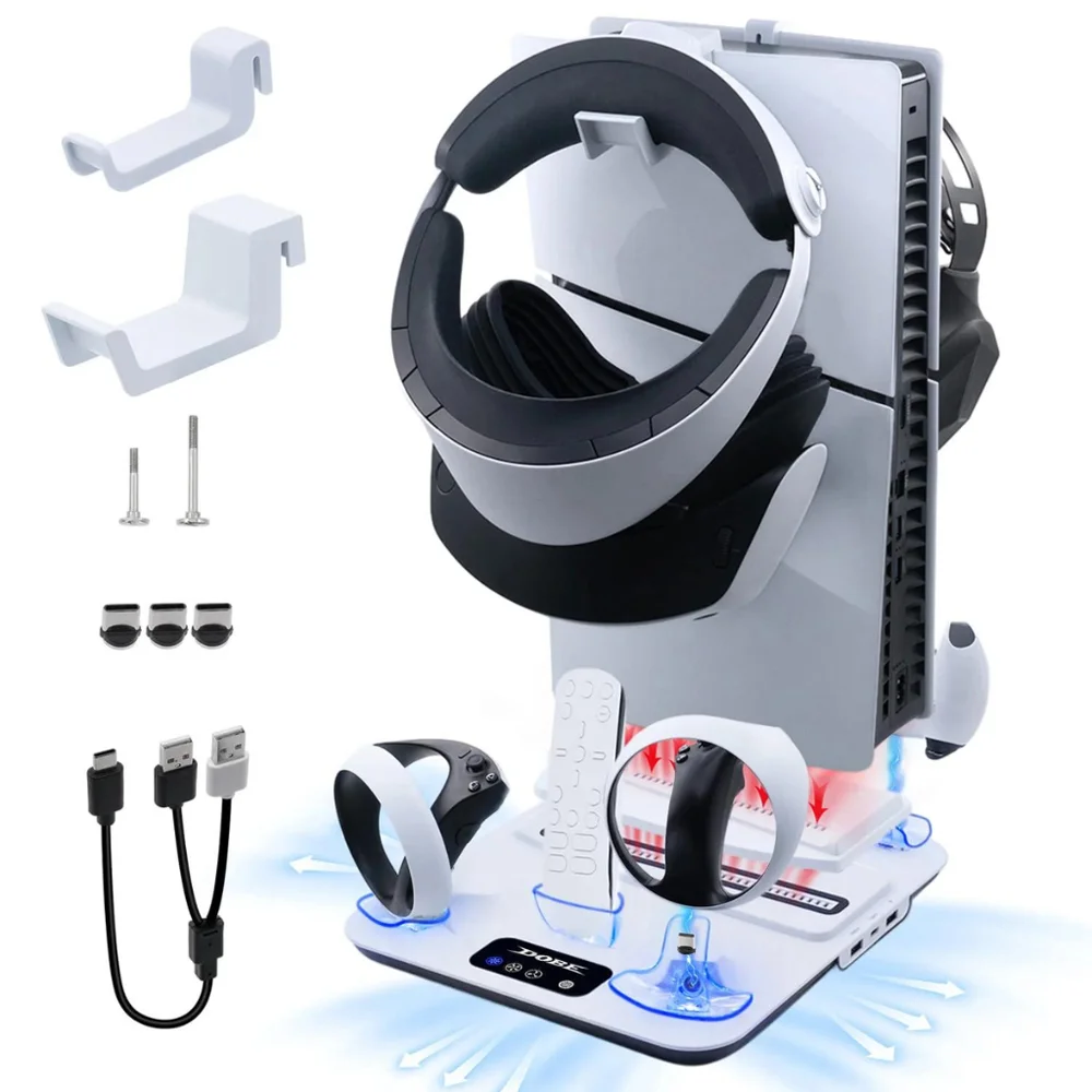 Imagem 4 de 5 do produto Suporte Multifuncional Cooler 2 Ventoinhas Carregador Controle Ps Vr2 Compativel Com Ps5/ps5 Slim