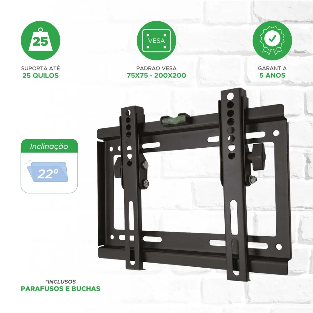Imagem 5 de 5 do produto Suporte Pix, Para Tv, Monitor, Fixo, Tela De 12" Até 43"