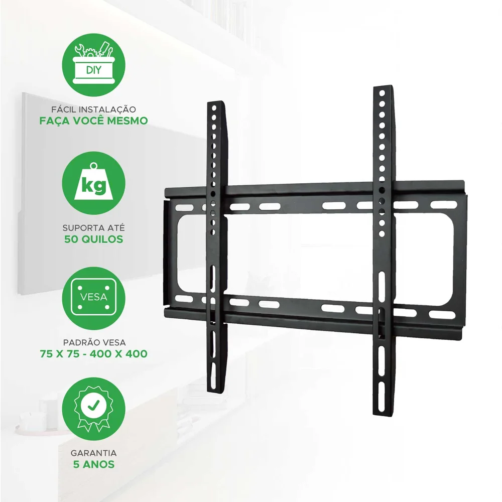 Imagem 2 de 5 do produto Suporte De Parede Fixo Trilho Pix, Para Tv, Monitor De 26" Até 65"