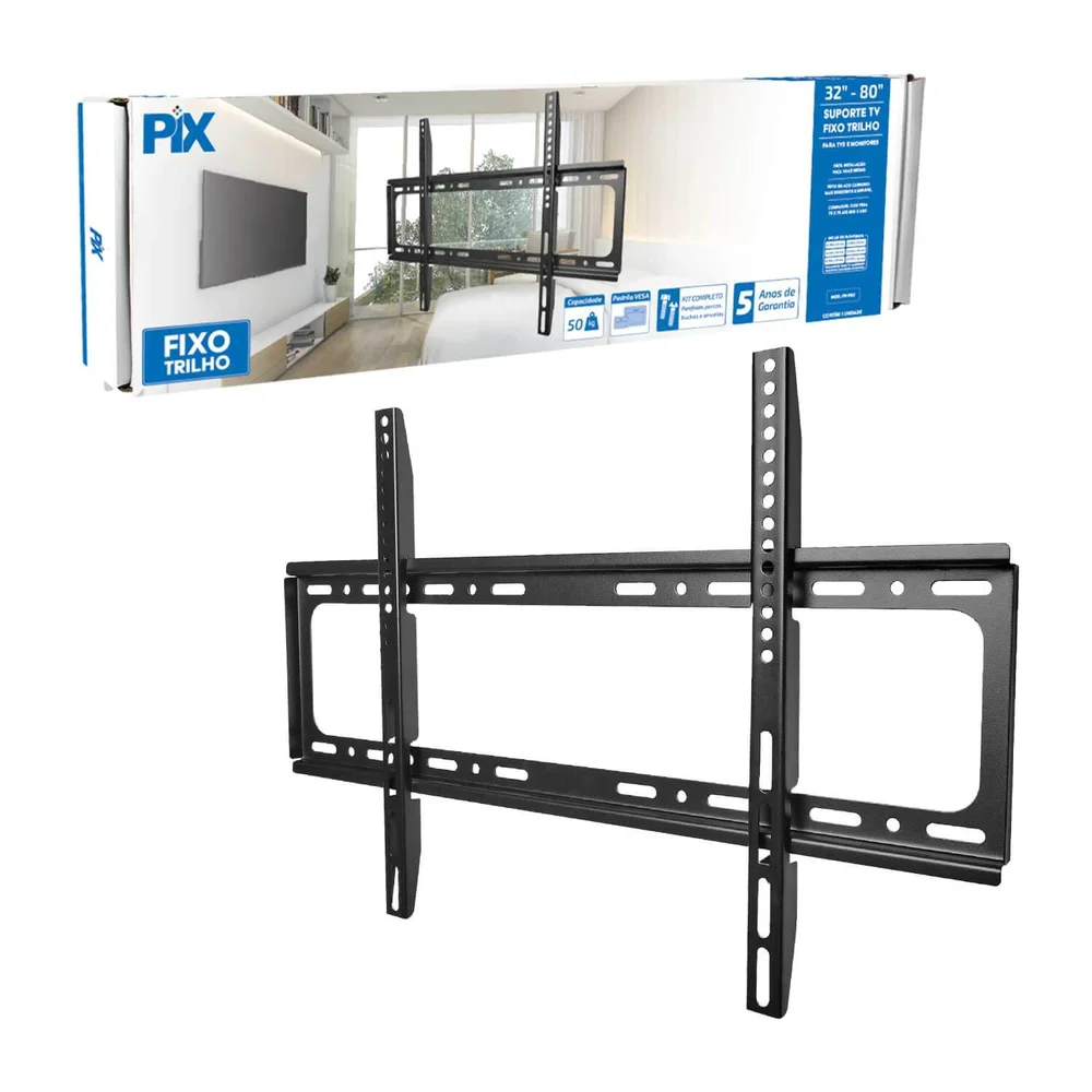 Imagem 3 de 5 do produto Suporte De Parede Fixo Trilho Pix, Para Tv, Monitor De 32" Até 80"