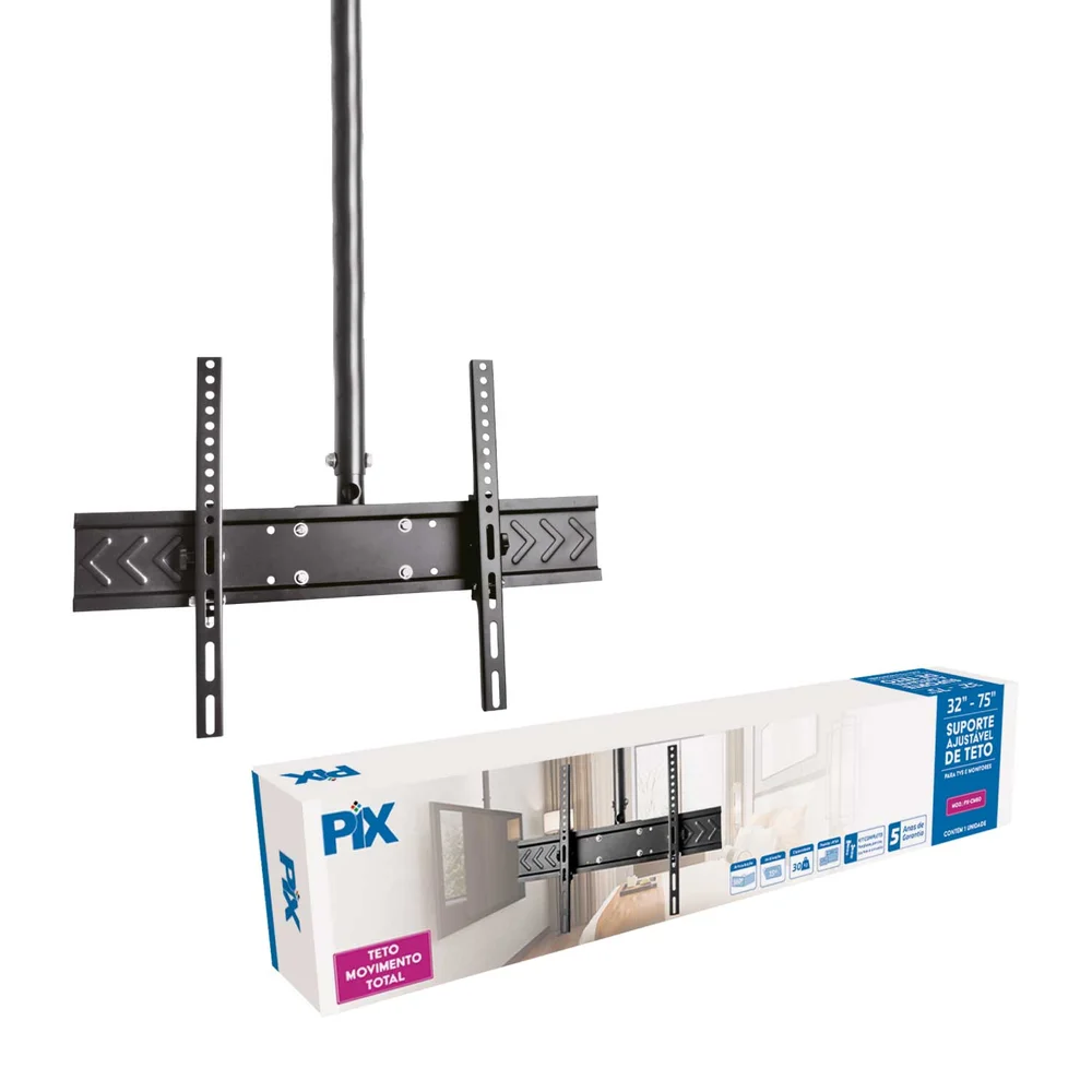 Imagem 4 de 5 do produto Suporte De Teto Pix, Para Tv, Monitor De 32" Até 75", Altura Ajustável