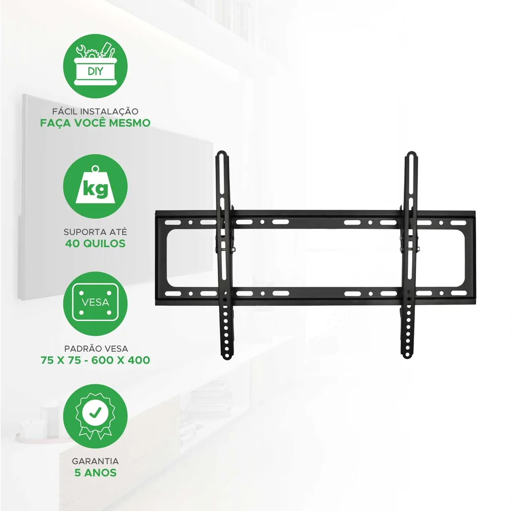 Imagem 2 de 5 do produto Suporte Pix, Para Tv, Monitor Fixo, Inclinável, De 32" Até 75"