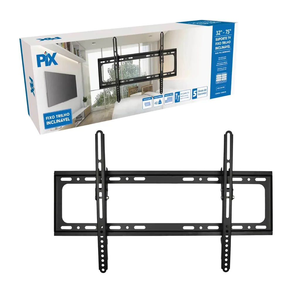 Imagem 3 de 5 do produto Suporte Pix, Para Tv, Monitor Fixo, Inclinável, De 32" Até 75"