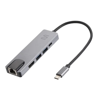 Adaptador USB-C 5 em 1 Multi AC447, com HDMI, RJ45, USB 3.0 e Power Delivery