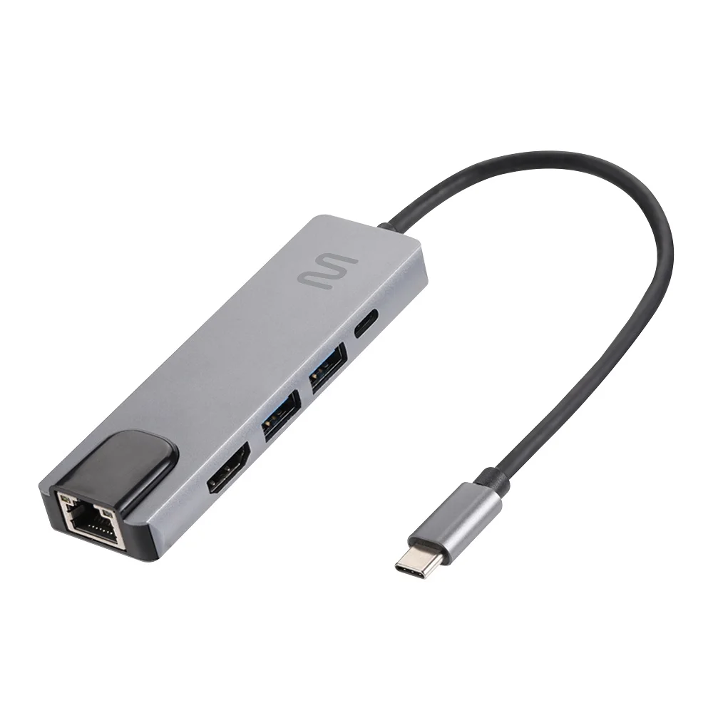 Adaptador USB-C 5 em 1 Multi AC447, com HDMI, RJ45, USB 3.0 e Power Delivery