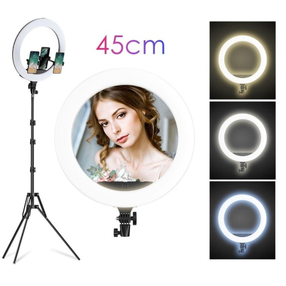 Imagem 2 de 5 do produto Iluminador Circular De Led Ring Light, 45cm, Com Tripé De 2m