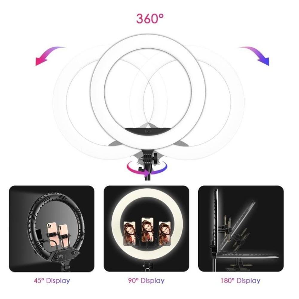 Imagem 3 de 5 do produto Iluminador Circular De Led Ring Light, 45cm, Com Tripé De 2m