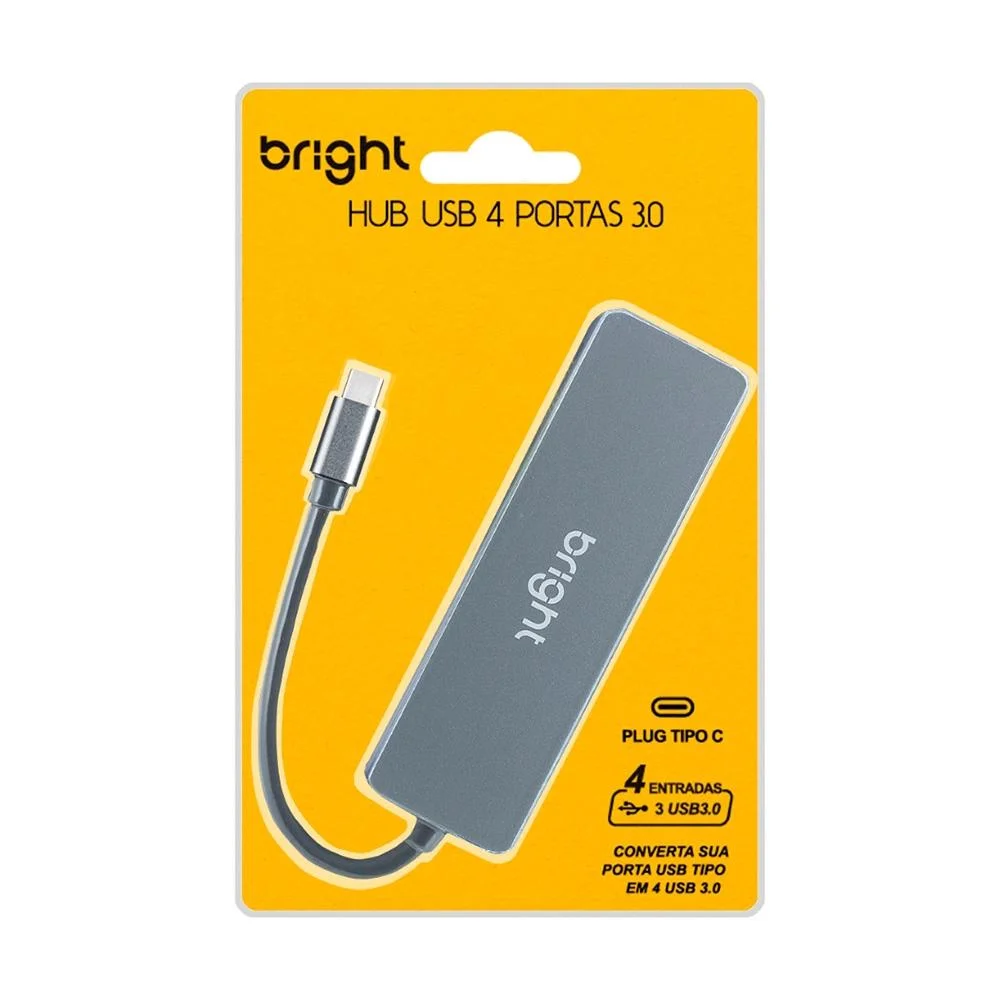 Imagem 5 de 5 do produto HUB USB Bright, Plug Tipo C, 4 Portas Usb 3.0 - Hb001