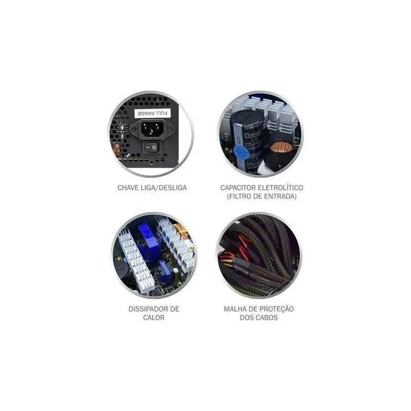 Imagem 5 de 5 do produto Fonte De Alimentação Gamer K-mex Gaming Master Lj750 600w Real 80 Plus Silver Pfc Ativo Full Range