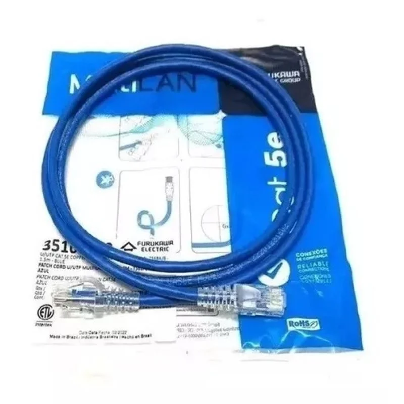 Cabo De Rede Patch Cord Cat5e, 1.5 Metros, Azul Multilan