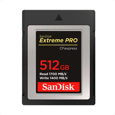 Cartão de Memória Sandisk Extreme Pro Cfexpress Tipo B 512GB, Velocidade de Leitura: Máximo de 1700 Mb/s, e Velocidade de Escrita: Máximo de 1400 Mb/s