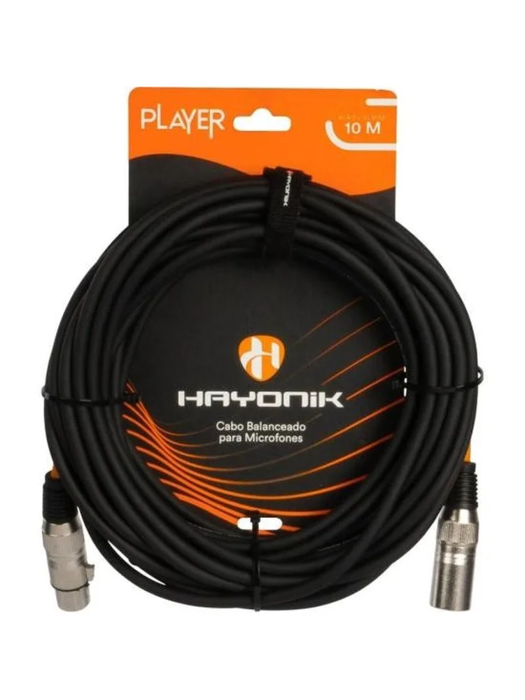 Imagem 4 de 5 do produto Cabo Hayonik, Para Microfone Player XLR (F) x XLR (M), Preto, 10 Metros