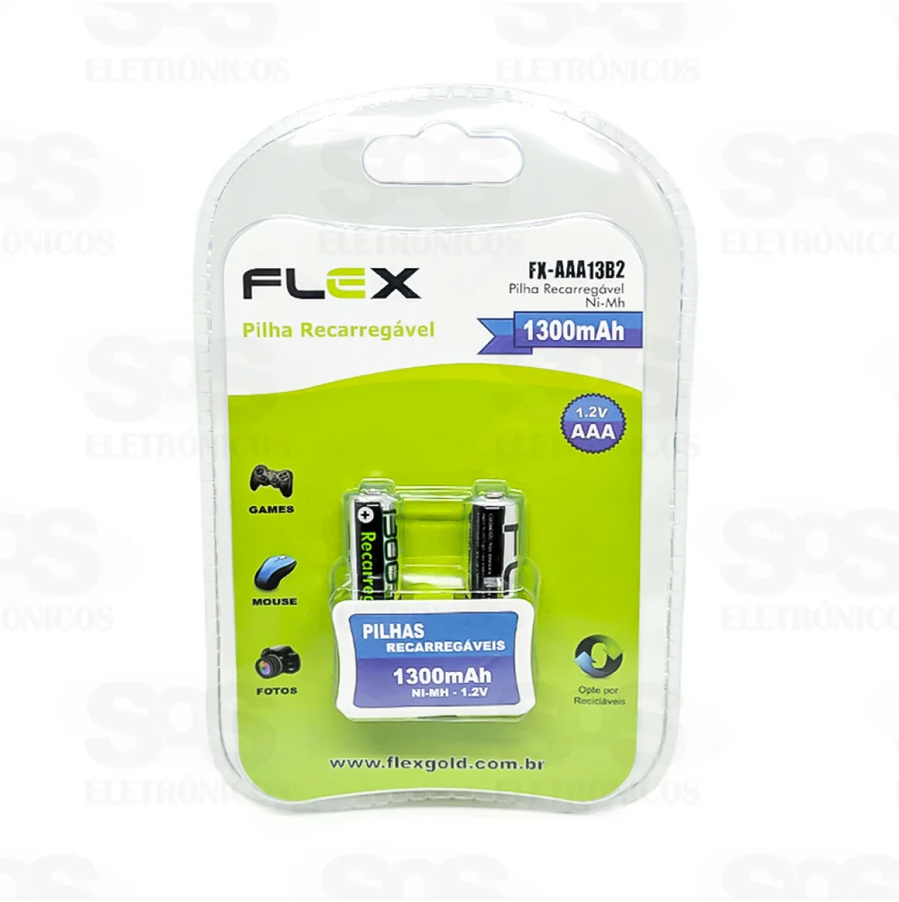 Pilha Recarregável Flex Aaa 1300mah Com 2 Fx-aaa13b2