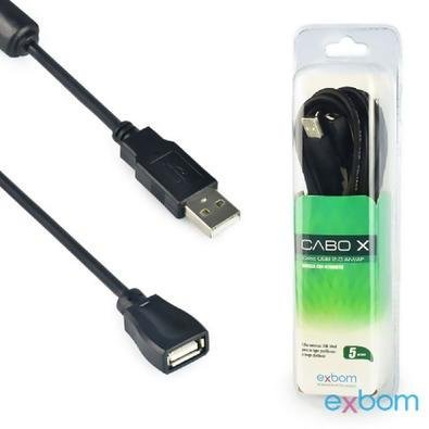 Cabo Extensor Exbom, Femea x Macho, USB 2.0 Am, 5 Metros - Cbx-u2amaf50