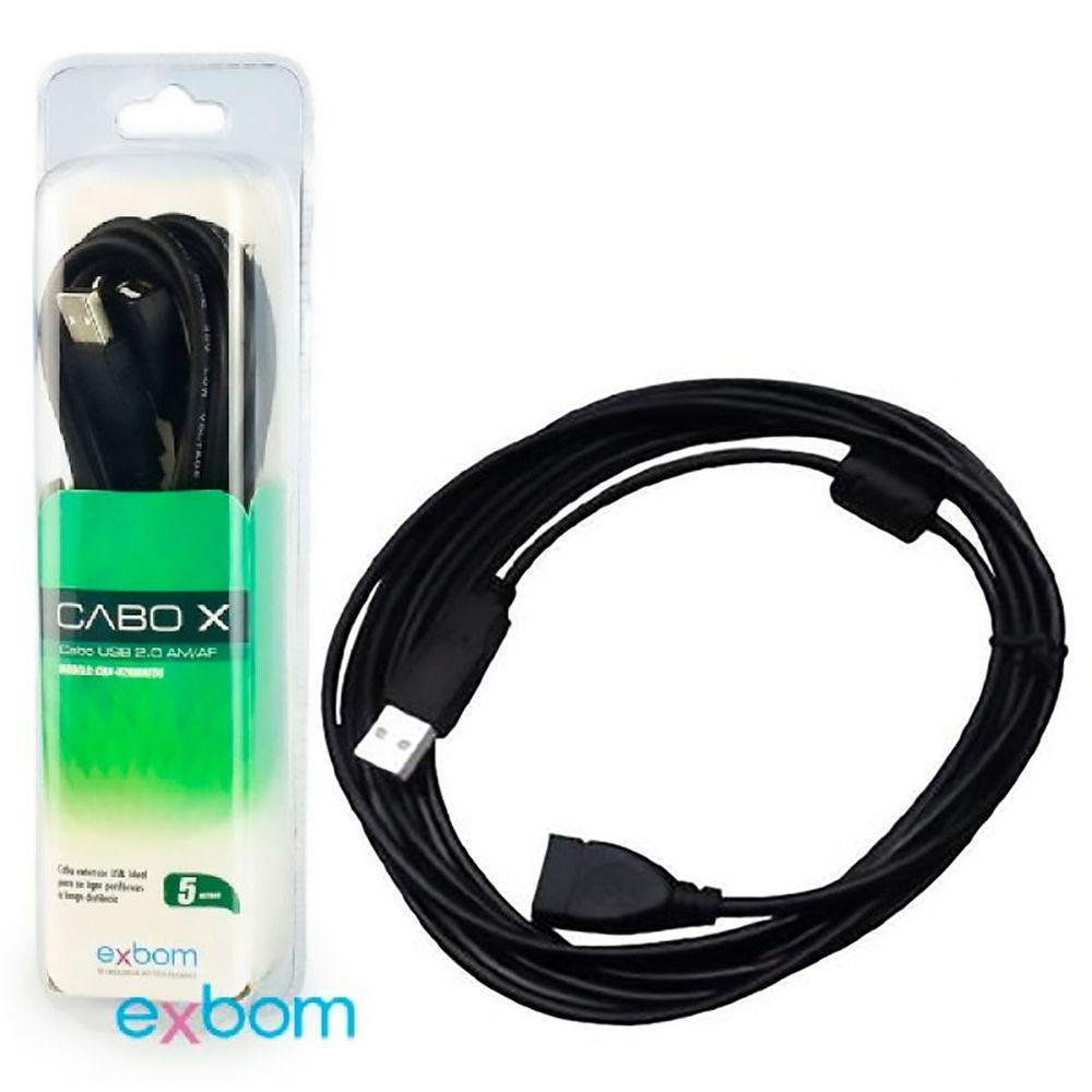 Imagem 2 de 2 do produto Cabo Extensor Exbom, Femea x Macho, USB 2.0 Am, 5 Metros - Cbx-u2amaf50