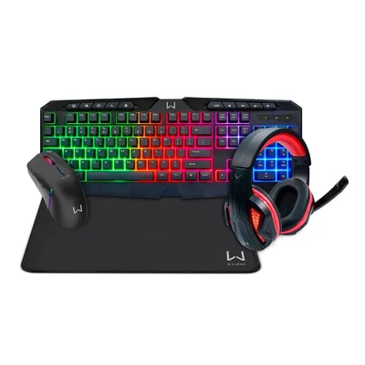 Kit Gamer Multi Air Drop, Teclado, Mouse, Headset E Mousepad, Preto - Tc304