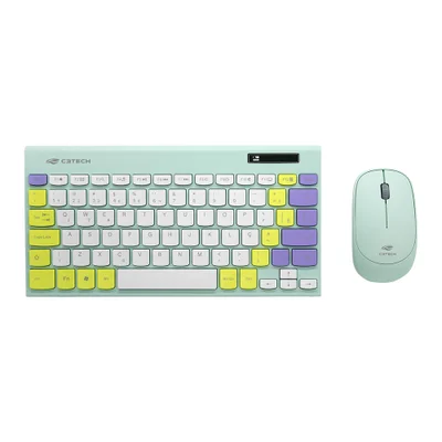 Kit Teclado e Mouse C3tech Sem Fio 2,4GHz USB, Nano Verde, com Teclas de Membrana e Mouse Óptico de Alta Precisão