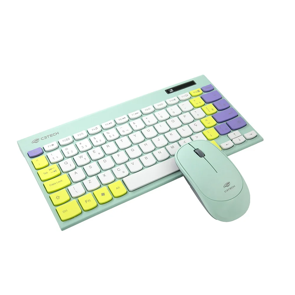 Imagem 2 de 5 do produto Kit Teclado e Mouse C3tech Sem Fio 2,4GHz USB, Nano Verde, com Teclas de Membrana e Mouse Óptico de Alta Precisão