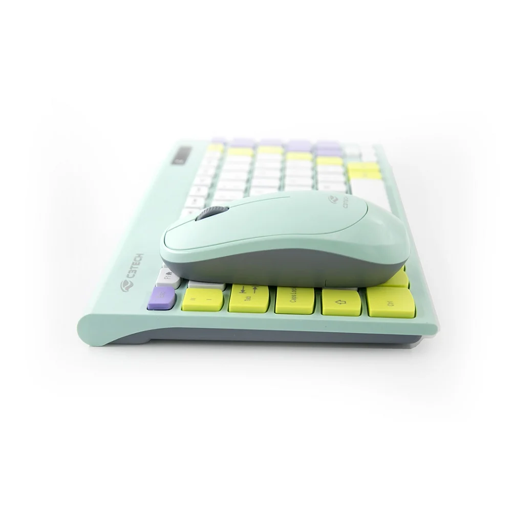 Imagem 3 de 5 do produto Kit Teclado e Mouse C3tech Sem Fio 2,4GHz USB, Nano Verde, com Teclas de Membrana e Mouse Óptico de Alta Precisão