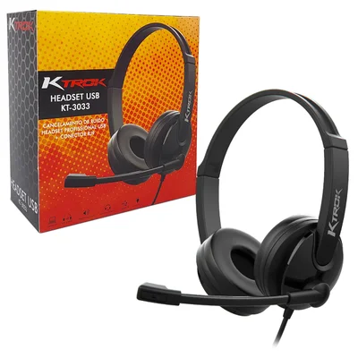 Headset Corporativo Ktrok Kt-3033, USB Driver 40mm, Cancelador de Ruído