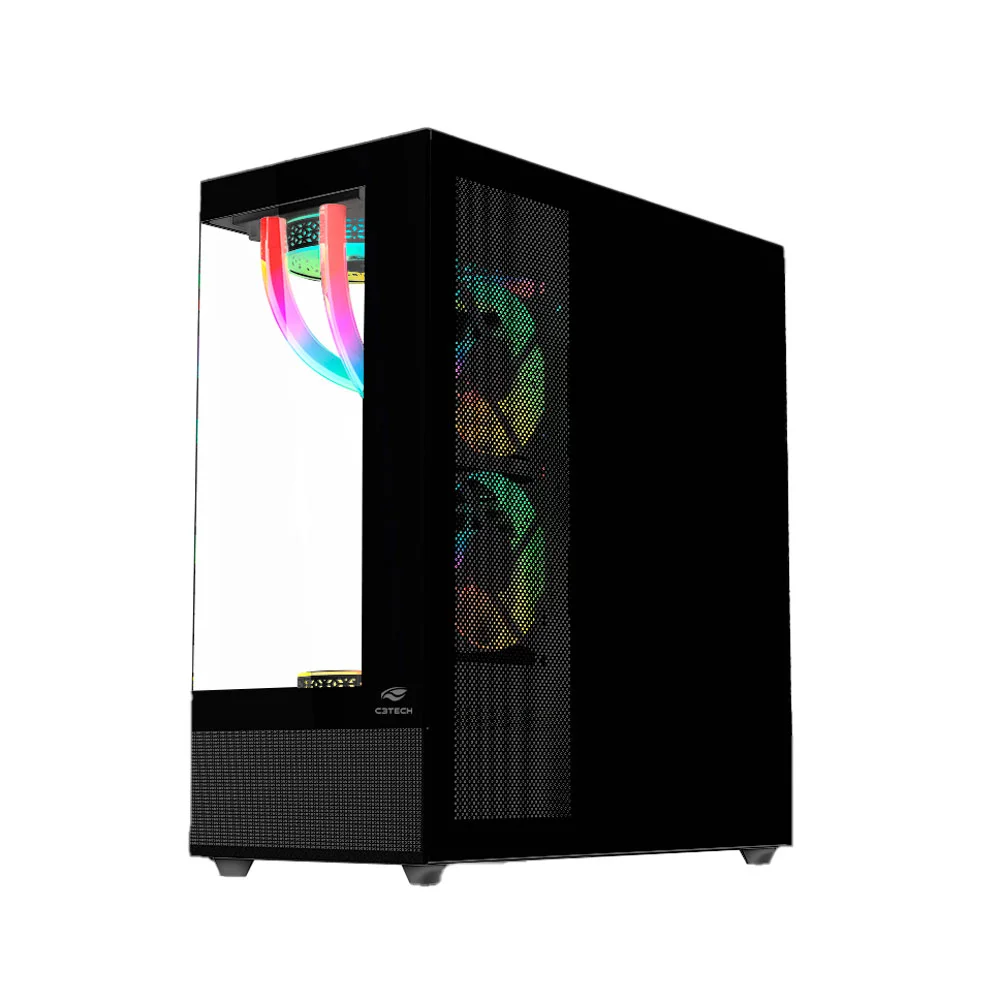 Imagem 3 de 5 do produto Gabinete Gamer C3tech, Mid Tower, RGB, Com Fan, Lateral e Frontal Em Vidro - Mt-g850bk