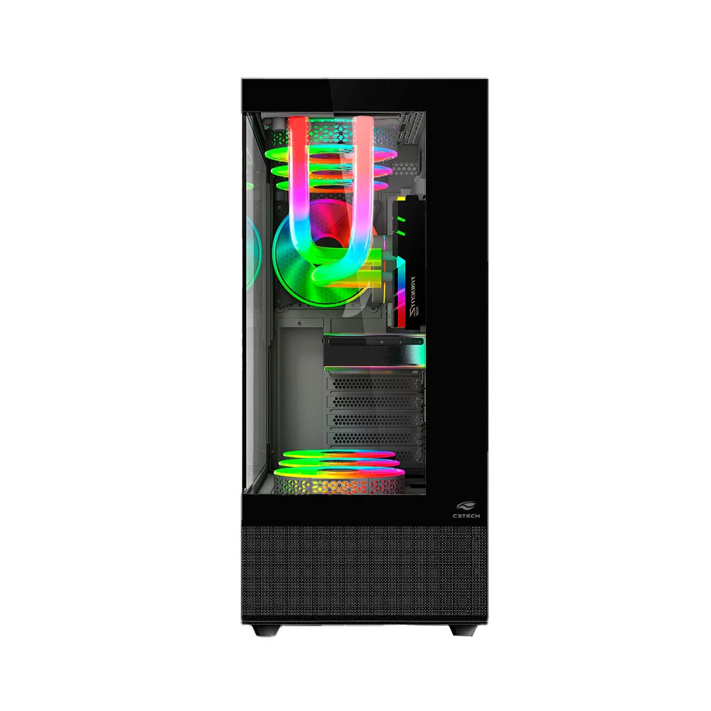 Imagem 5 de 5 do produto Gabinete Gamer C3tech, Mid Tower, RGB, Com Fan, Lateral e Frontal Em Vidro - Mt-g850bk