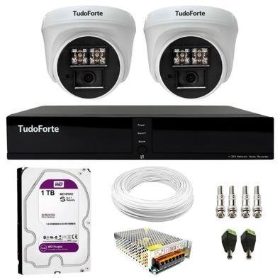 Kit 2 Câmeras De Segurança Dome Interna, FULL HD 1080p, Visão Noturna De 20m 2.8mm + Dvr TFULL HDx 3304 4 Canais + HD 1TB Purple