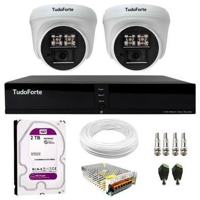 Kit 2 Câmeras De Segurança Dome Interna, FULL HD 1080p, Visão Noturna De 20m 2.8mm + Dvr TFULL HDx 3304, 4 Canais + HD 2TB Purple